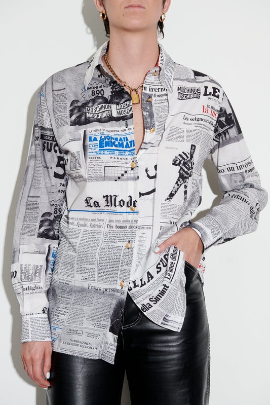 Moschino Cheap & Chic Newspaper Print Shirt