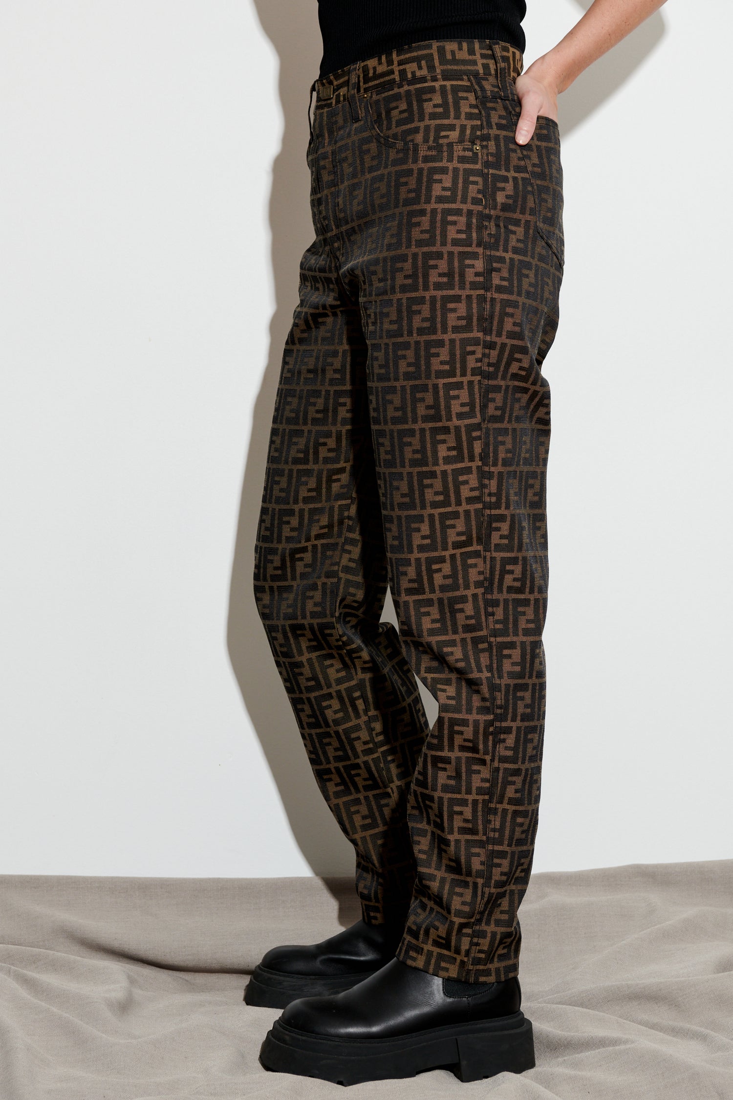 Fendi zucca deals print jeans
