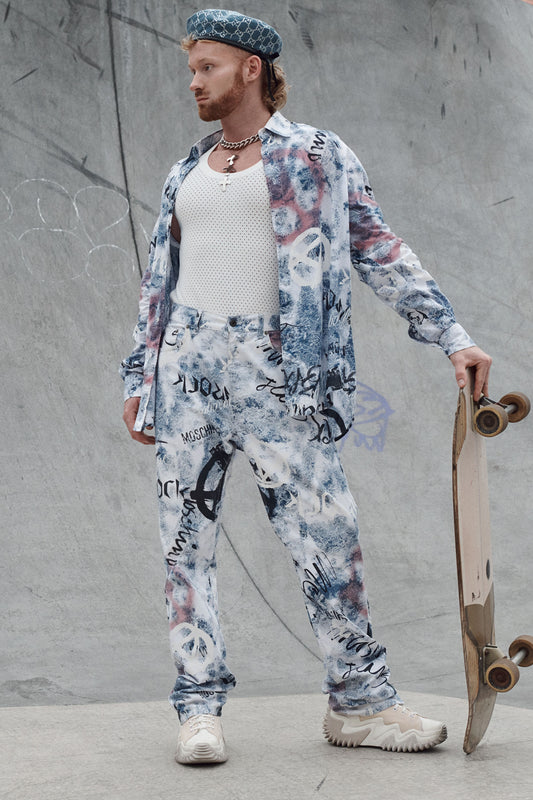 Moschino Graffiti Monogram Print Pants